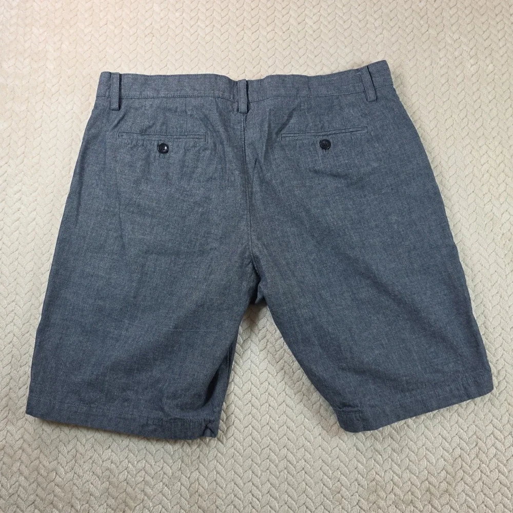 Banana Republic Aiden Shorts Mens 35 Blue Chambray Slim Fit Flat Front 10 Inseam
